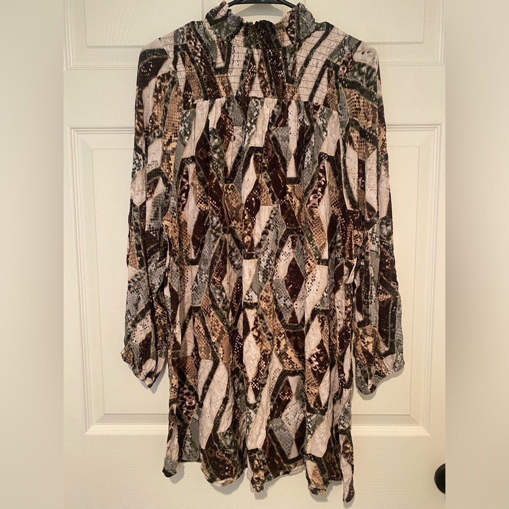 Snake Print Long Sleeve Dress